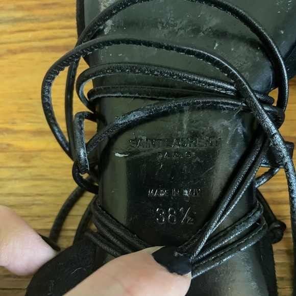 Saint Laurent Black Suede Pointed Gladiator Flats Size 38.5 - Picture 7 of 7